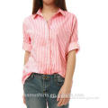 Ladies Long Sleeve Cotton Stripes Dress Shirt Blouse